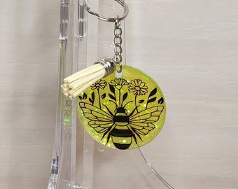 Happy Bee Keychain Bag Charm with Tassel