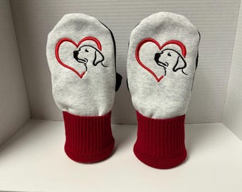 Black Lab sweater and fleece adult mittens