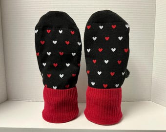 Heart Mittens: Fleece Lined Sweater Cuff - Women's Warmth