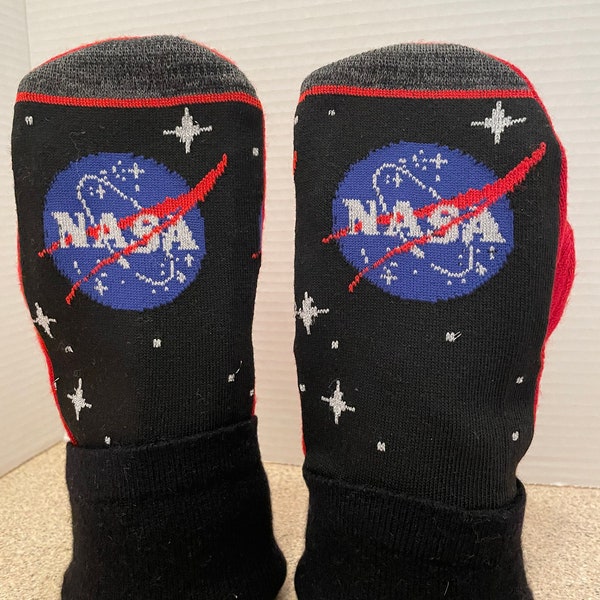 NASA sweater mittens