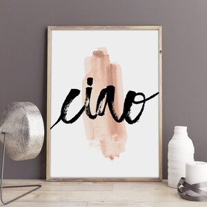 italian word / ciao / hello / watercolor / wall art / printable art / wall decoration / italian style / wall prints / Art / made in Italy image 3