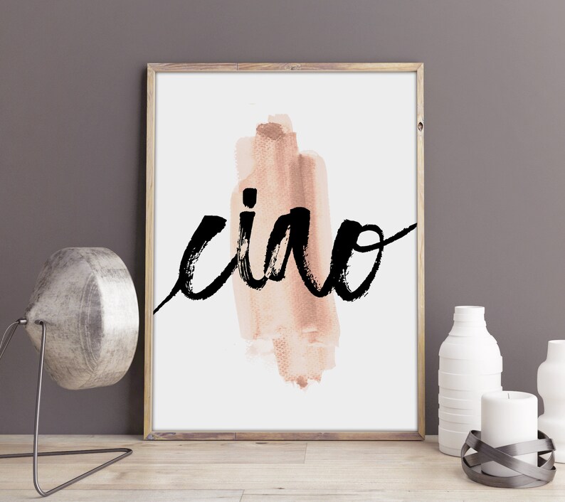 italian word / ciao / hello / watercolor / wall art / printable art / wall decoration / italian style / wall prints / Art / made in Italy image 3