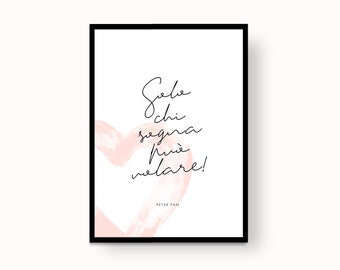 italian word / only those who dream can fly / quote / watercolor / wall art  / printable art / wall decoration / wall prints / made in Italy