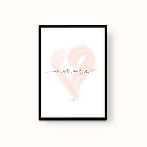 italian word / amore / love / watercolor / wall art  / printable art / wall decoration / wall prints / poster / made in Italy
