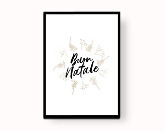 Christmas Print / Buon Natale / Merry Christmas / Italian word / Christmas poster / Holiday Decor / printable art / Home decoration