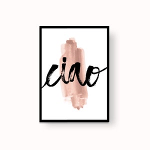 italian word / ciao / hello / watercolor / wall art / printable art / wall decoration / italian style / wall prints / Art / made in Italy image 1