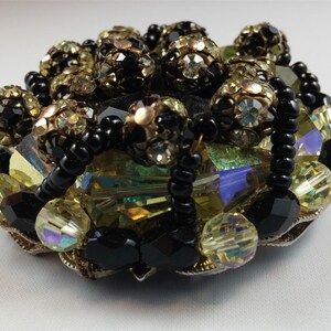 Yellow and Black Multi-Dimensional Beaded Brooch