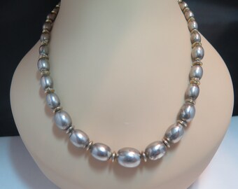 Silver and Gold Tone Metal Beaded Necklace