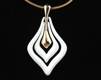 White and Gold Tear Drop Shaped Necklace