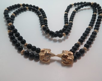 Kenneth Jay Lane (KJL) Black Rams Head Necklace