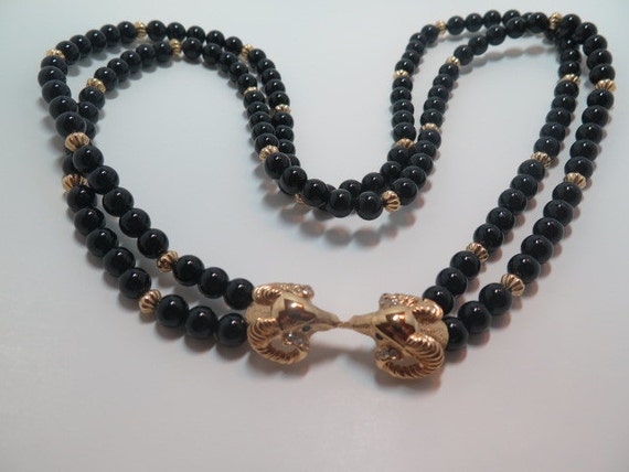 Kenneth Jay Lane (KJL) Black Rams Head Necklace - image 1