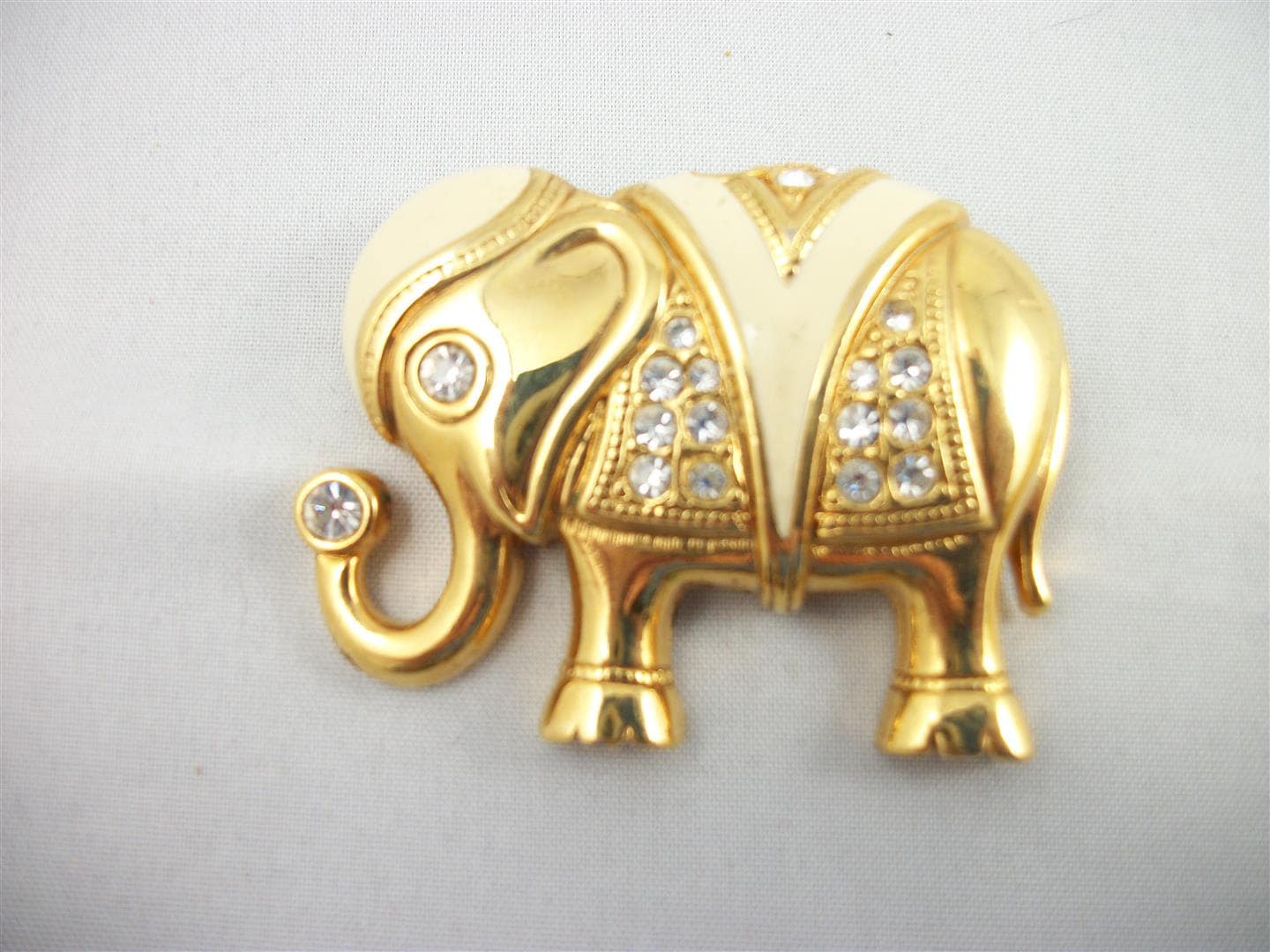 SALE.     Kennth Jay Lane for Avon Gold Tone and Enamel Elephant Pendant or Brooch.