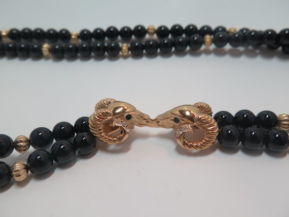 Kenneth Jay Lane (KJL) Black Rams Head Necklace - image 2