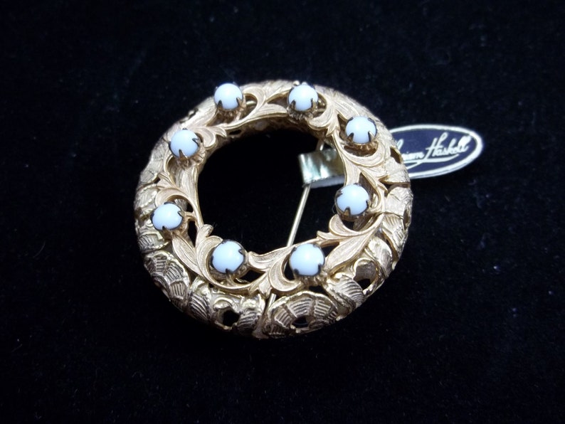 SALE Vintage Miriam Haskell Circle Pin with Hang Tag