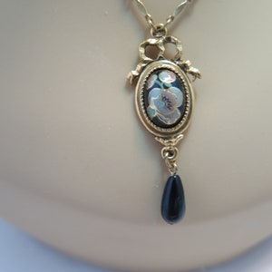 Beautiful Cloisonne Flower Necklace with Black Thob