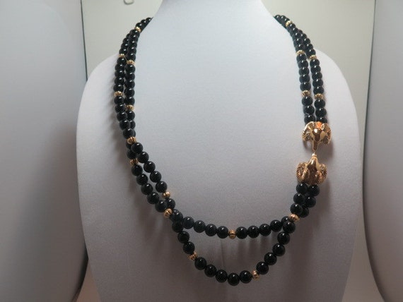Kenneth Jay Lane (KJL) Black Rams Head Necklace - image 3