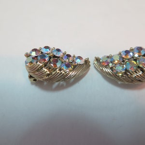 Lisner Gold Tone and Clear AB Rhinestone Earrings