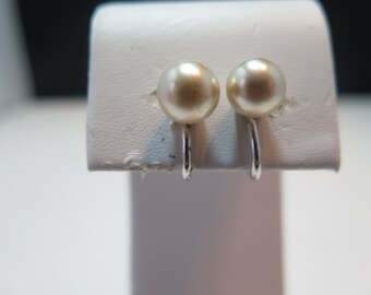 Gold Fill Pearl Screw Type Earrings