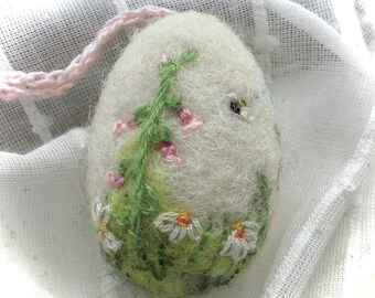 OAK - Meadow Bumble Bee Embroidered Needle Felted Egg