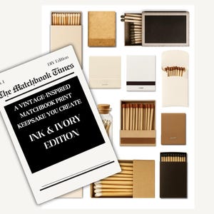 Neutral Matchbook Art Template, Blank Matchbook Template, Printable Wall Art, DIY Matchbook, Matchbook Gift, Housewarming Gift, Gift for Him