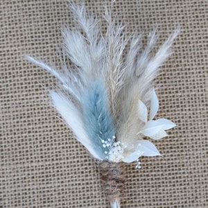 Dusty Blue and Ivory Boho Mini Dried Flowers/Boutonniere