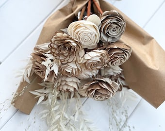 Wood Flowers, Sola wood flowers, 5th anniversary gift, Eco flowers, Sola bouquet, Gift Bouquet, Rustic flowers