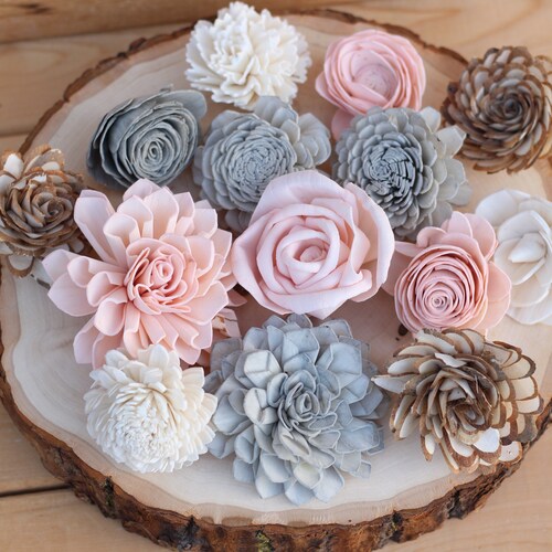 Sola Wood Flower Assortment 30 SET Navy Dusty Blue Sola Etsy