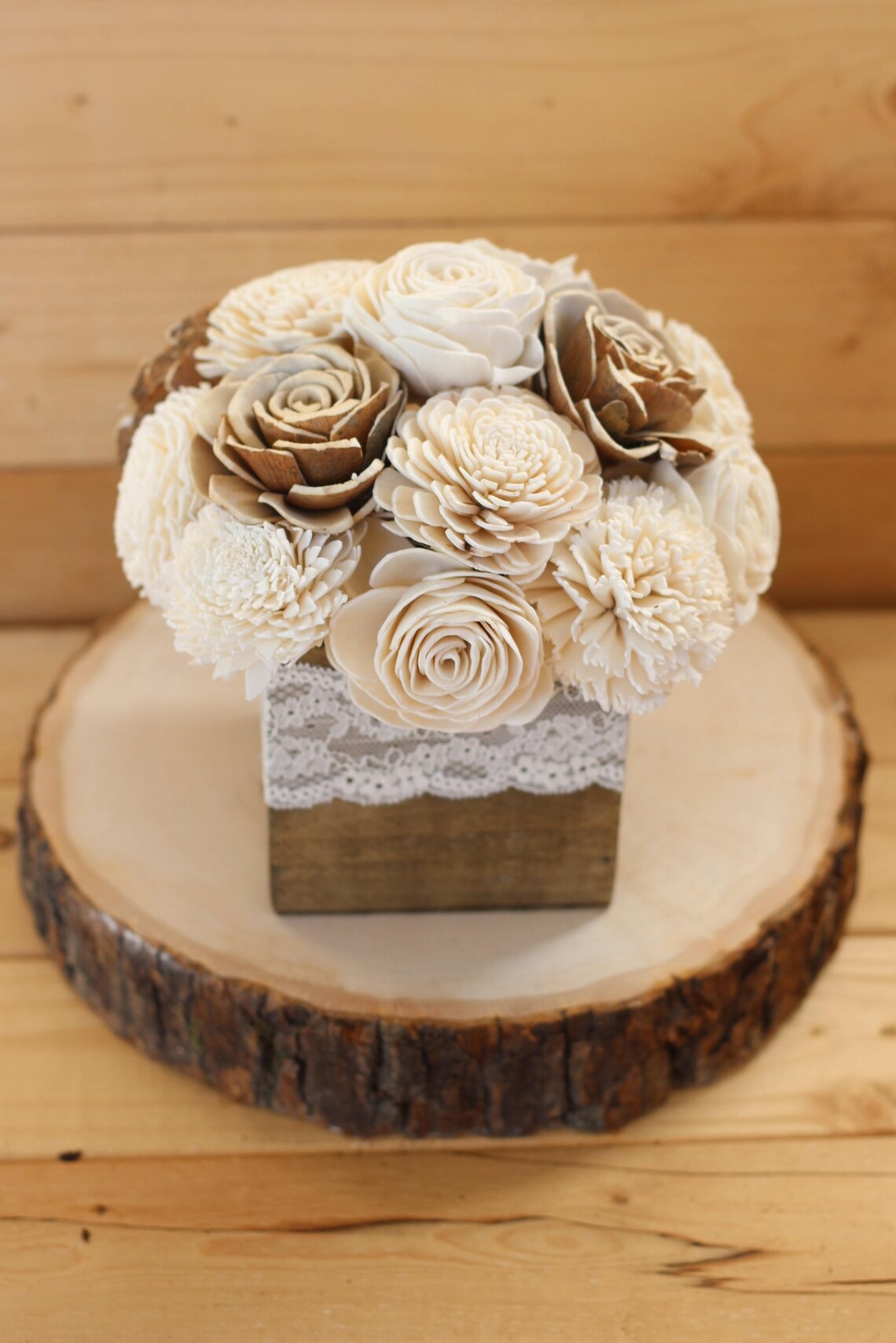 Woodland Sola Wood Flower Centerpiece Etsy