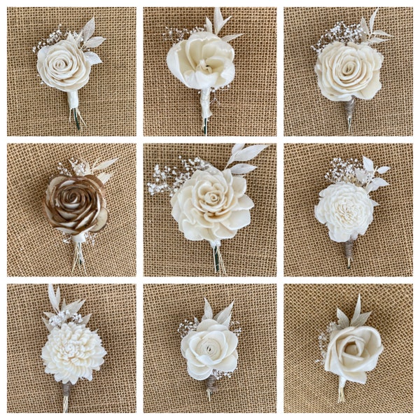 Choose your boutonniere, Sola flowers, wedding flowers, groomsmen, wood flowers