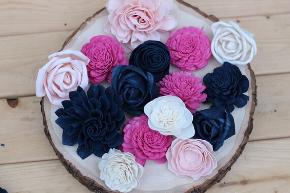 Navy Flowers Sola Flowers Ivory Navy Bouquet Sola Bouquet Etsy