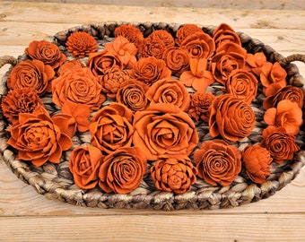 Terracotta / Burnt Orange Premium Sola Wood Flowers Assorted Variety