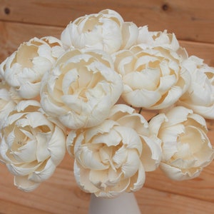 Stemmed Sola Wood Love Peony Flowers, Sola Flowers on Wire Stems, Centerpiece Flowers, DIY sola bouquet
