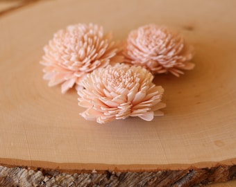 Blush Pink Sola Wood Zinnia Flowers ( Set of 12 ) Sola Flowers, Wood Sola Flowers, zinnia, Sola, Wedding DIY, Flowers for Crafting, diy