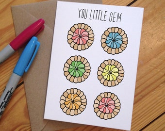 You little Gem Illustrated Iced Gem Greetings Card