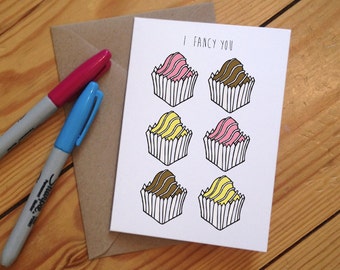 I Fancy You - illustrated French Fancy Greetings Card