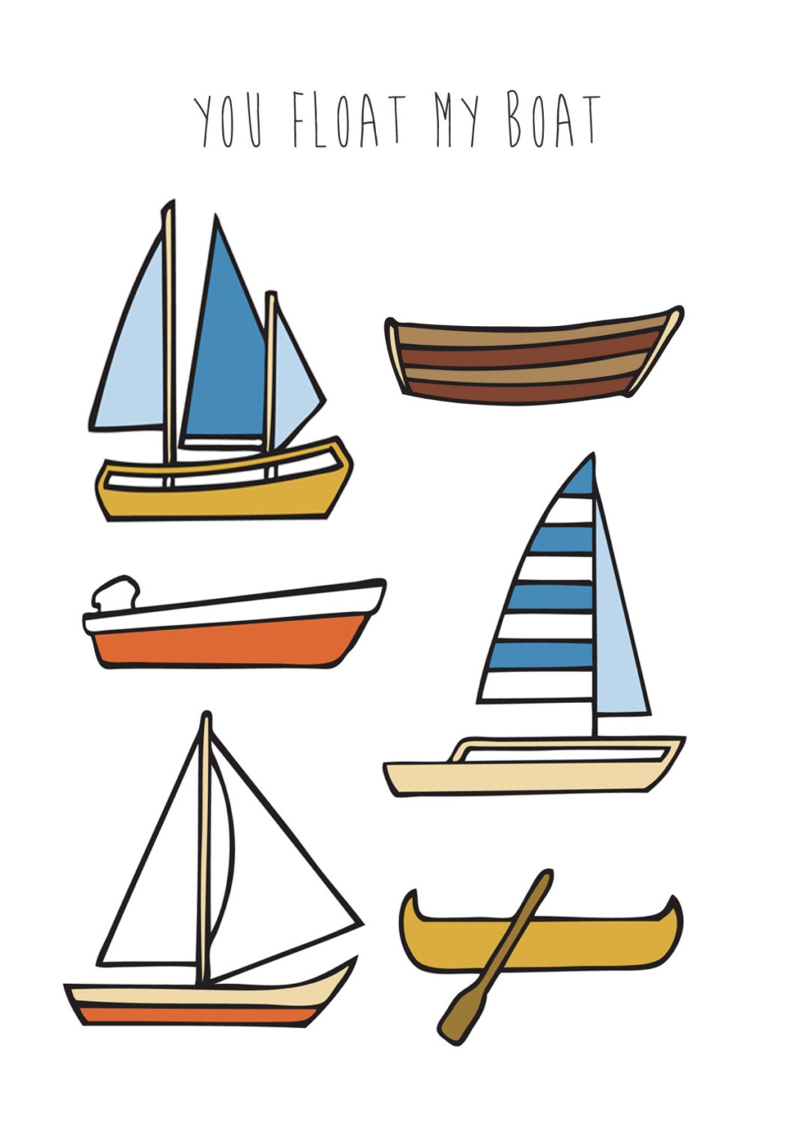 You Float My Boat Illustrated Greetings Card Etsy