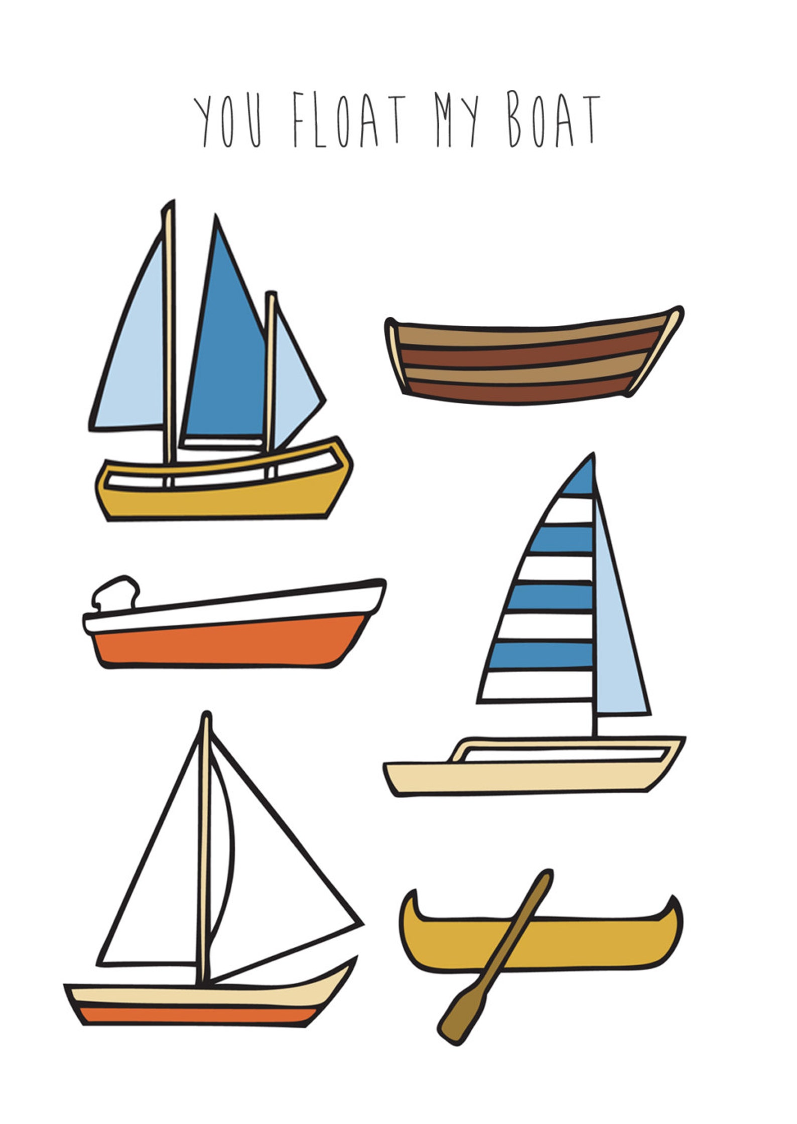 You Float My Boat Illustrated Greetings Card Etsy