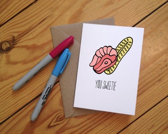 You Sweetie  - Foam Shrimp and Banana Greetings Card