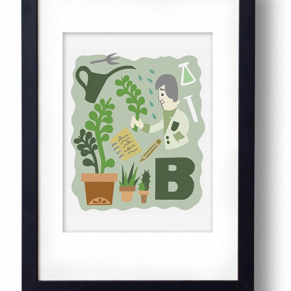 B for Botanist A4 Original Illustration Print