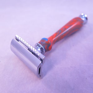 Orange and Blue Acrylic Razor Handle (you choose Fusion, Mach 3 , or Safety Razor)