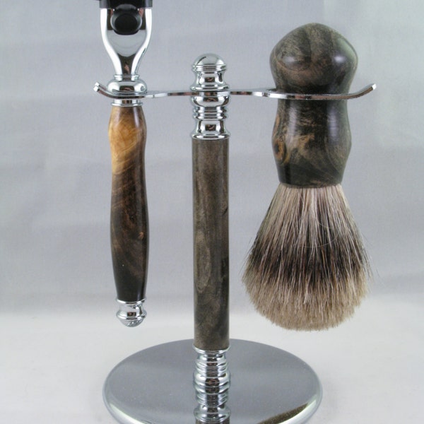 Buckeye Burl Mach 3 Shaving Set
