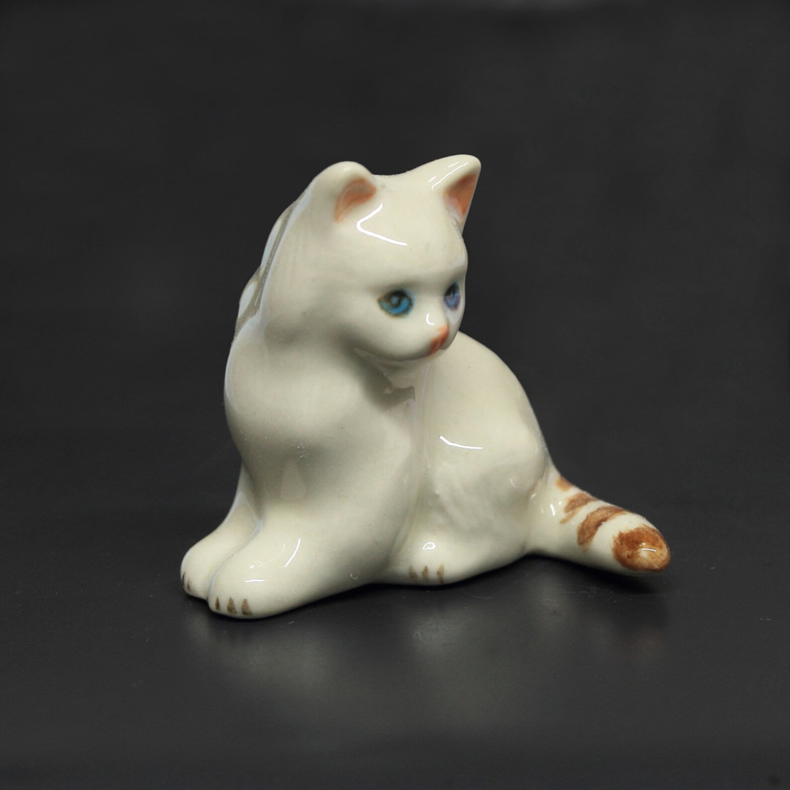 Miniature Animals Ceramic White Sitting Kitten Cat Ceramic Etsy