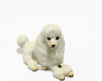 Miniature  Animals Ceramic Sitting Poodles Dog Ceramic Hand painted