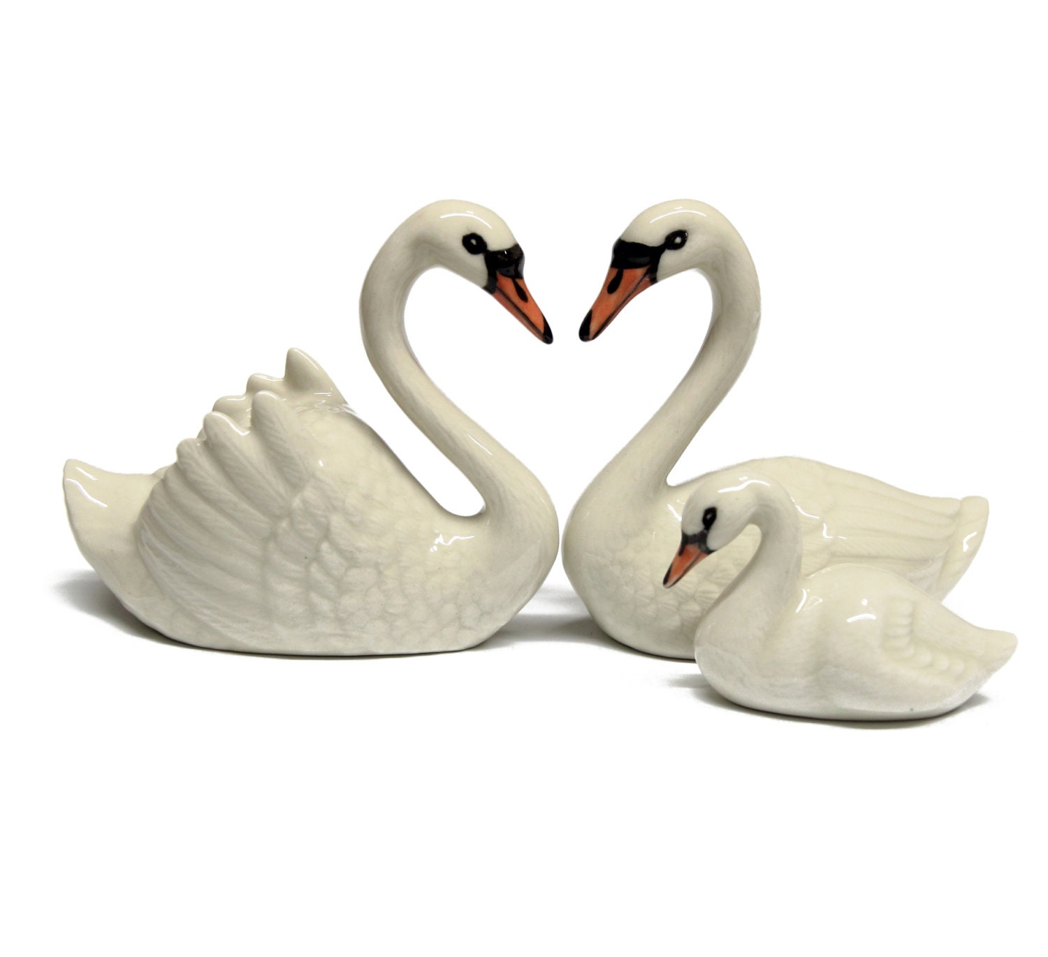 【Carrol Swan】Ceramic Object 球体 オブジェ Swarovski crystal faceted swan, trademark, 1.3