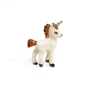 Miniature Animals Ceramic White Unicorn Horse Ceramic Hand painted