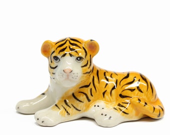 Miniature Animals Ceramic Baby Tiger Figurine Hand painted