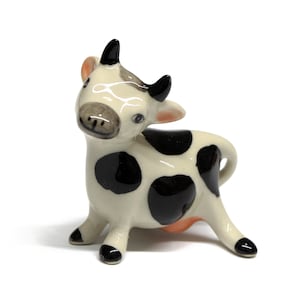Miniature Animals Ceramic little Cow Figurine Hand painted