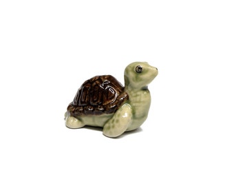 Miniature Animals Ceramic Little Turtle Figurine Hand painted