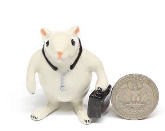 Animals Ceramic Doctor Rat or Mouse Figurine Hand painted