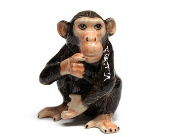 Miniature Animals Ceramic Monkey Figurine Hand painted